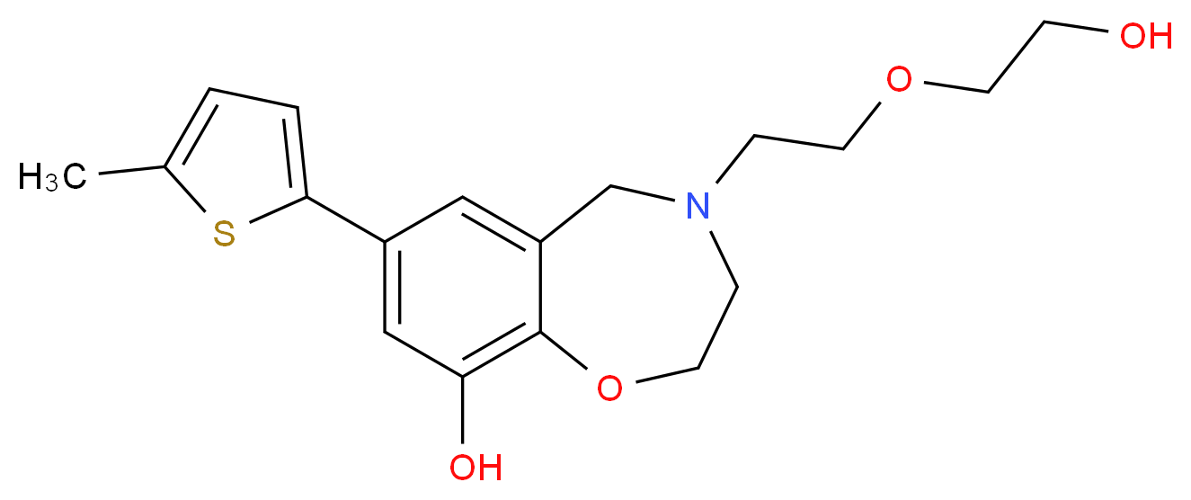 4-[2-(2-hydroxyethoxy)ethyl]-7-(5-methyl-2-thienyl)-2,3,4,5-tetrahydro-1,4-benzoxazepin-9-ol_分子结构_CAS_)