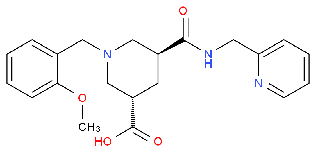 (3S*,5S*)-1-(2-methoxybenzyl)-5-{[(2-pyridinylmethyl)amino]carbonyl}-3-piperidinecarboxylic acid_分子结构_CAS_)