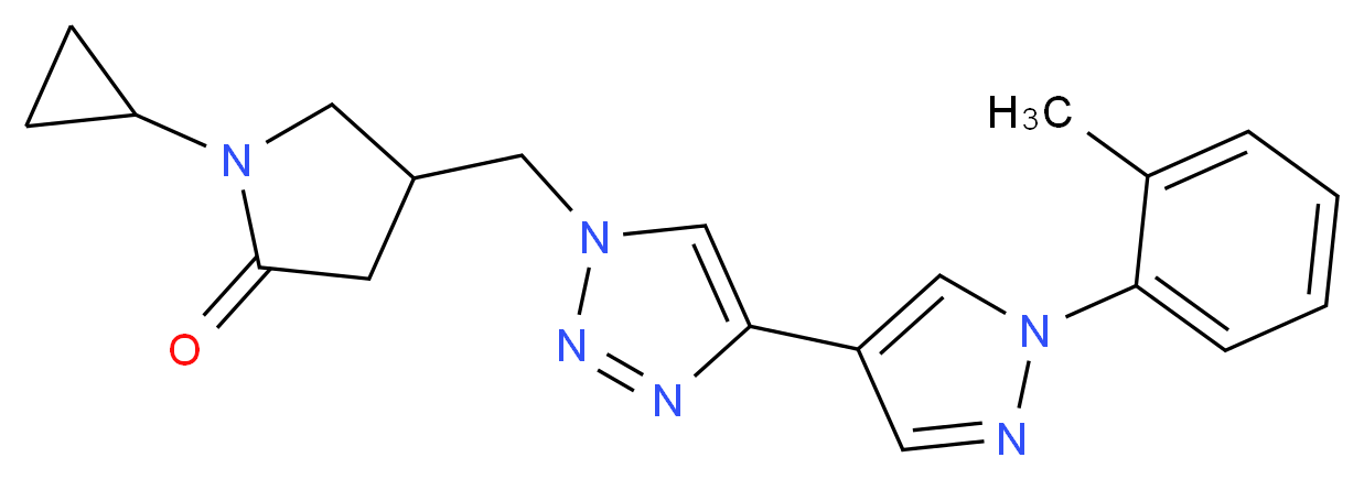 1-cyclopropyl-4-({4-[1-(2-methylphenyl)-1H-pyrazol-4-yl]-1H-1,2,3-triazol-1-yl}methyl)pyrrolidin-2-one_分子结构_CAS_)