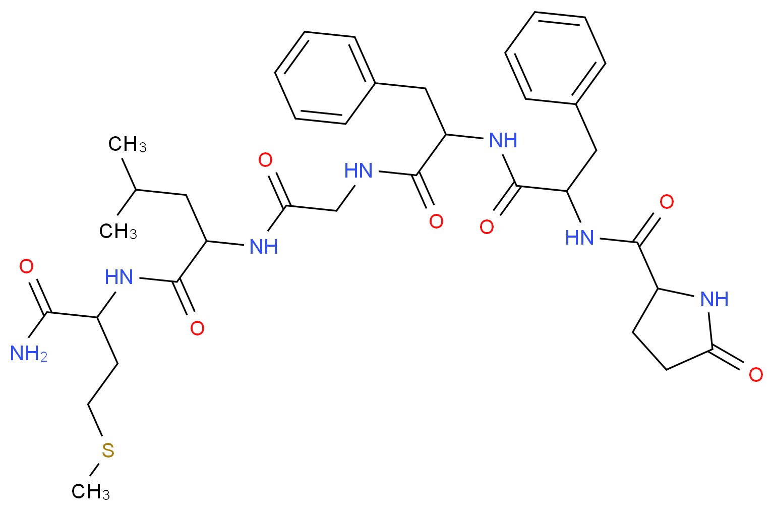 N-[1-carbamoyl-3-(methylsulfanyl)propyl]-4-methyl-2-[2-(2-{2-[(5-oxopyrrolidin-2-yl)formamido]-3-phenylpropanamido}-3-phenylpropanamido)acetamido]pentanamide_分子结构_CAS_61123-13-5