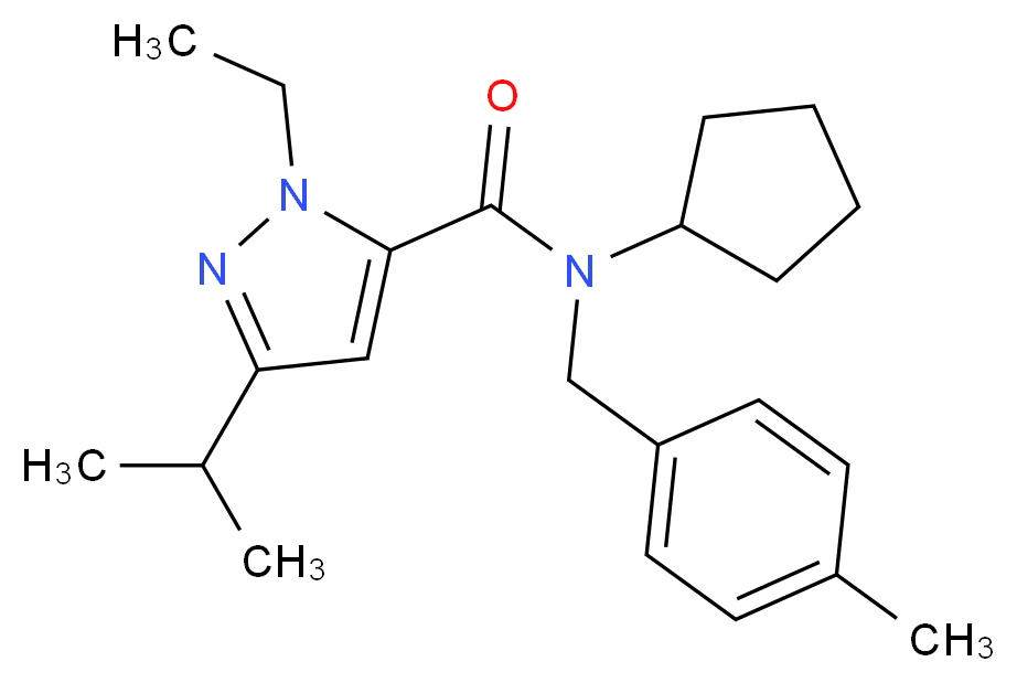 N-cyclopentyl-1-ethyl-3-isopropyl-N-(4-methylbenzyl)-1H-pyrazole-5-carboxamide_分子结构_CAS_)
