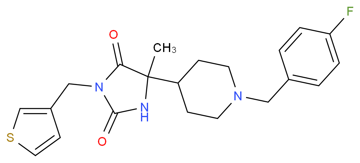 5-[1-(4-fluorobenzyl)-4-piperidinyl]-5-methyl-3-(3-thienylmethyl)-2,4-imidazolidinedione_分子结构_CAS_)