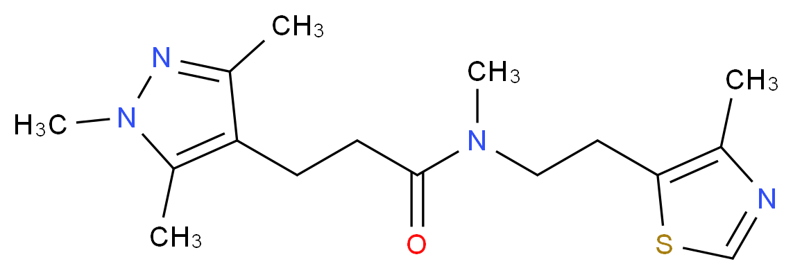 N-methyl-N-[2-(4-methyl-1,3-thiazol-5-yl)ethyl]-3-(1,3,5-trimethyl-1H-pyrazol-4-yl)propanamide_分子结构_CAS_)