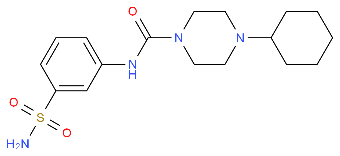 N-[3-(aminosulfonyl)phenyl]-4-cyclohexylpiperazine-1-carboxamide_分子结构_CAS_)
