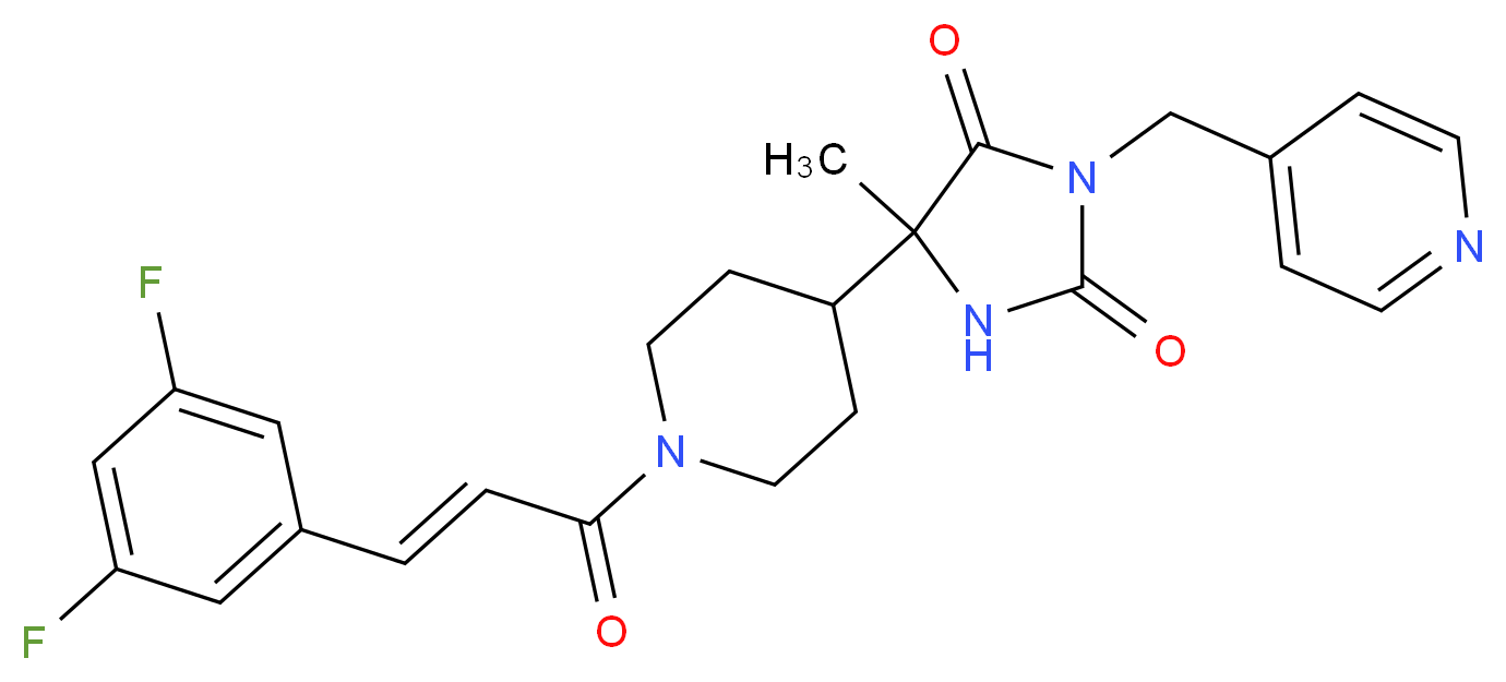 5-{1-[(2E)-3-(3,5-difluorophenyl)-2-propenoyl]-4-piperidinyl}-5-methyl-3-(4-pyridinylmethyl)-2,4-imidazolidinedione_分子结构_CAS_)