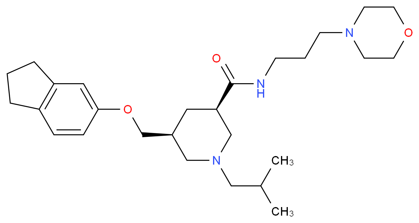 (3R,5S)-5-[(2,3-dihydro-1H-inden-5-yloxy)methyl]-1-isobutyl-N-[3-(4-morpholinyl)propyl]-3-piperidinecarboxamide_分子结构_CAS_)