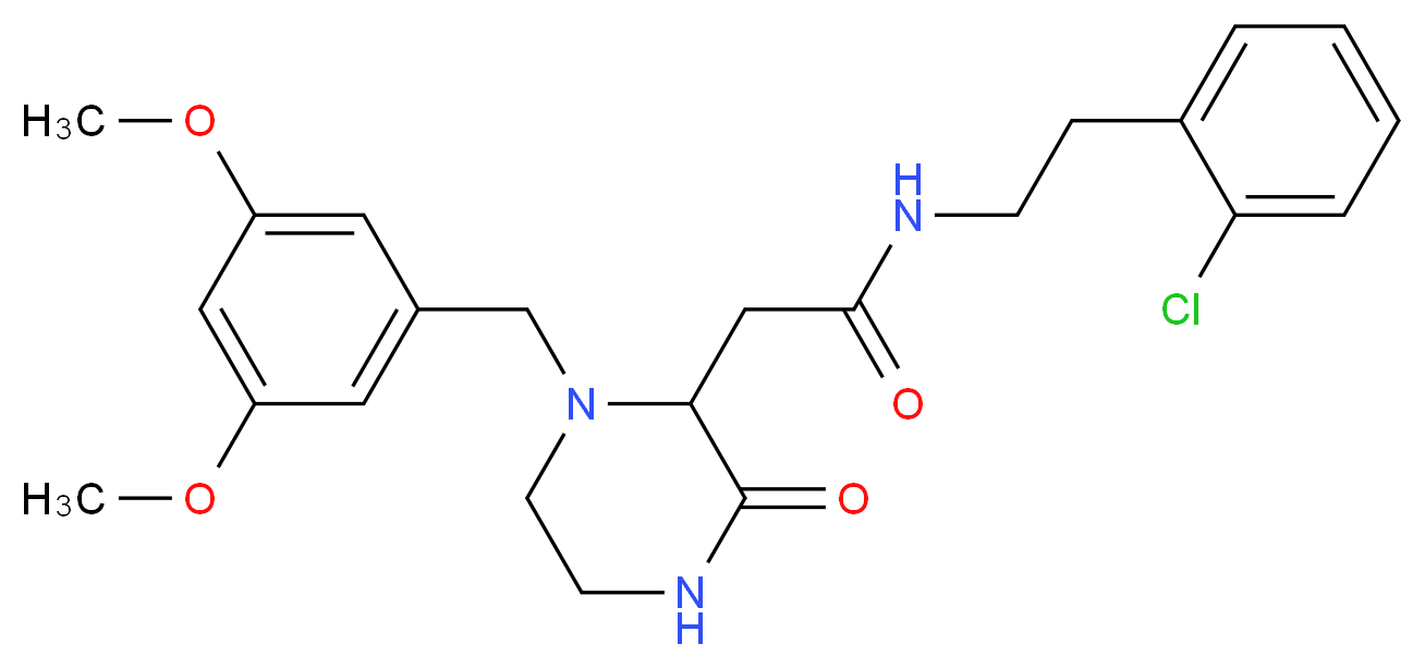 N-[2-(2-chlorophenyl)ethyl]-2-[1-(3,5-dimethoxybenzyl)-3-oxo-2-piperazinyl]acetamide_分子结构_CAS_)