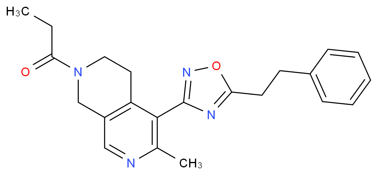 6-methyl-5-[5-(2-phenylethyl)-1,2,4-oxadiazol-3-yl]-2-propionyl-1,2,3,4-tetrahydro-2,7-naphthyridine_分子结构_CAS_)