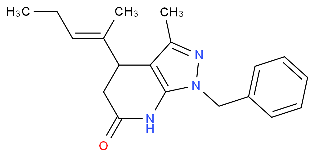 1-benzyl-3-methyl-4-[(1E)-1-methylbut-1-en-1-yl]-1,4,5,7-tetrahydro-6H-pyrazolo[3,4-b]pyridin-6-one_分子结构_CAS_)