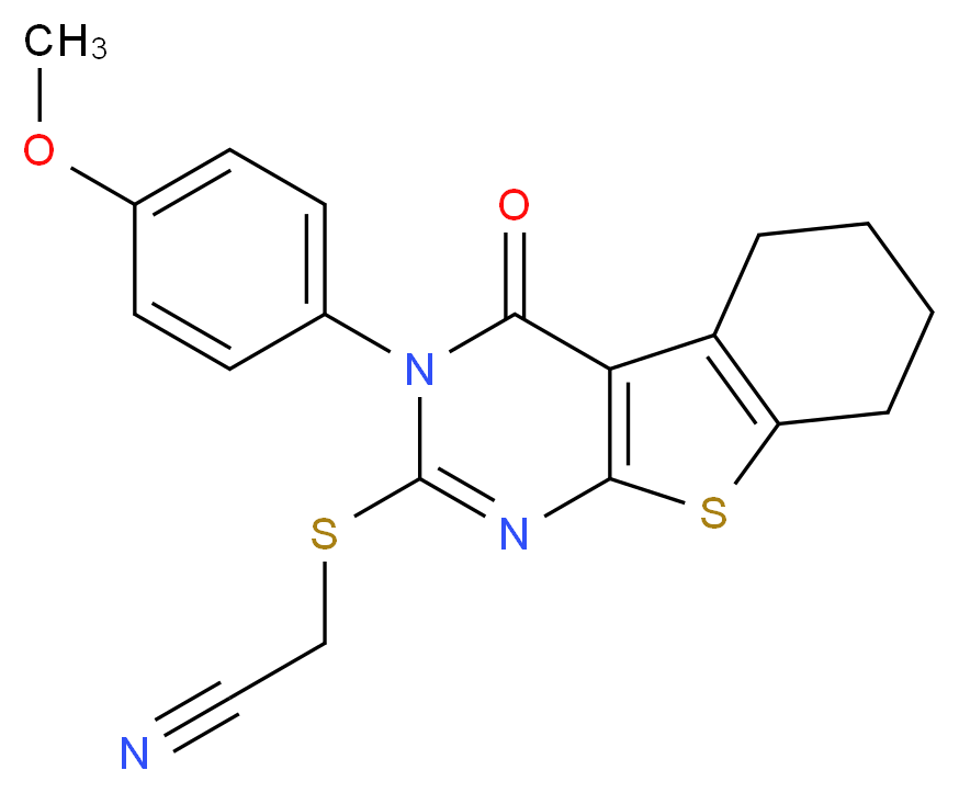 2-{[4-(4-methoxyphenyl)-3-oxo-8-thia-4,6-diazatricyclo[7.4.0.0<sup>2</sup>,<sup>7</sup>]trideca-1(9),2(7),5-trien-5-yl]sulfanyl}acetonitrile_分子结构_CAS_337349-54-9