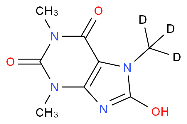 8-hydroxy-7-(<sup>2</sup>H<sub>3</sub>)methyl-1,3-dimethyl-2,3,6,7-tetrahydro-1H-purine-2,6-dione_分子结构_CAS_188297-95-2