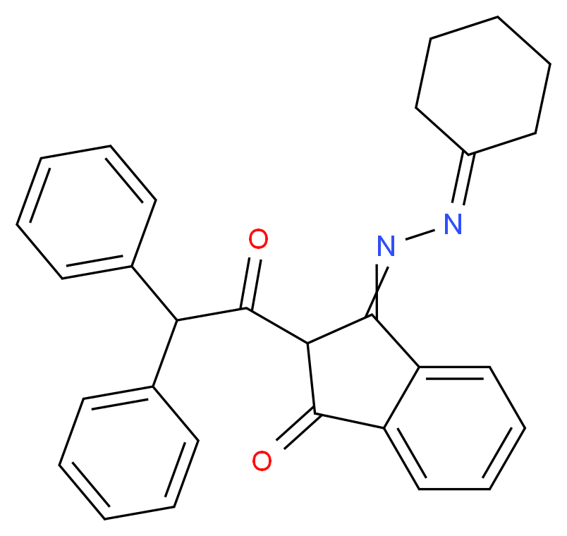 3-(2-cyclohexylidenehydrazin-1-ylidene)-2-(2,2-diphenylacetyl)-2,3-dihydro-1H-inden-1-one_分子结构_CAS_108041-11-8