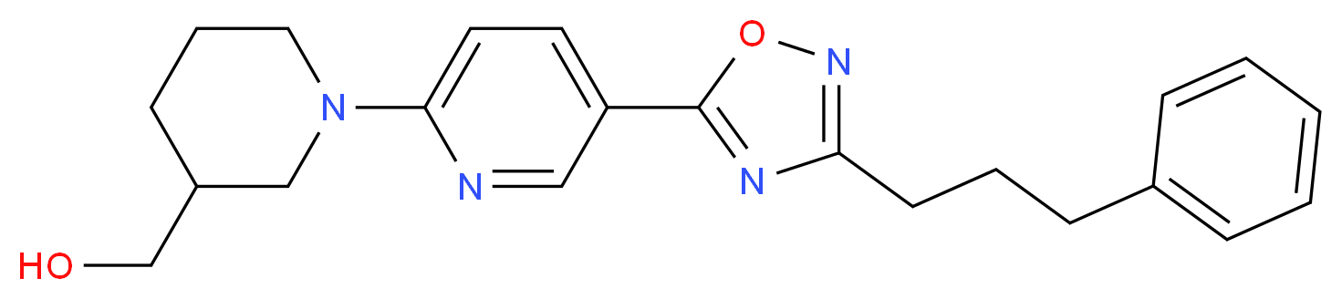 (1-{5-[3-(3-phenylpropyl)-1,2,4-oxadiazol-5-yl]pyridin-2-yl}piperidin-3-yl)methanol_分子结构_CAS_)