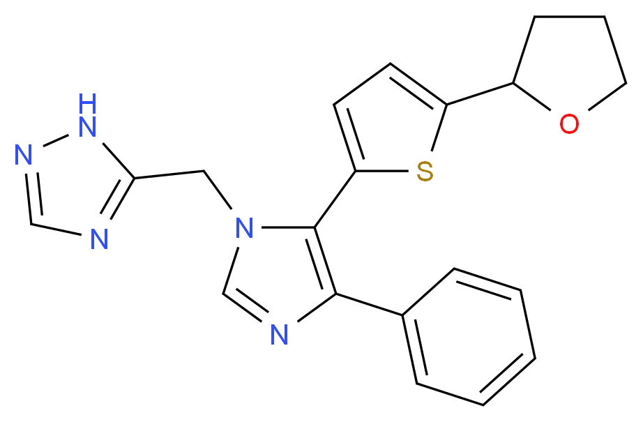 5-({4-phenyl-5-[5-(tetrahydrofuran-2-yl)-2-thienyl]-1H-imidazol-1-yl}methyl)-1H-1,2,4-triazole_分子结构_CAS_)