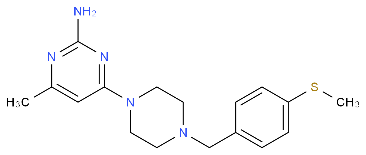 4-methyl-6-{4-[4-(methylthio)benzyl]piperazin-1-yl}pyrimidin-2-amine_分子结构_CAS_)