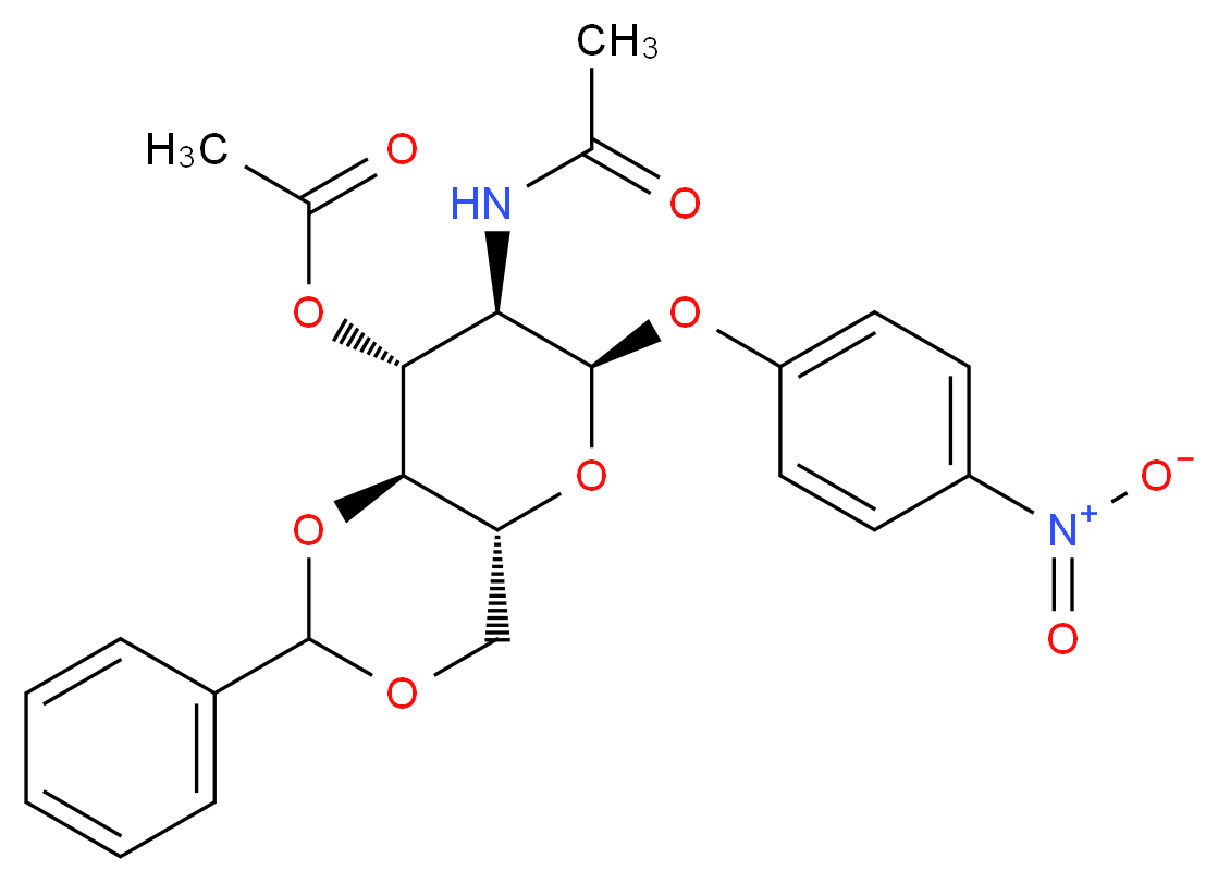 (4aR,6R,7R,8R,8aS)-7-acetamido-6-(4-nitrophenoxy)-2-phenyl-hexahydro-2H-pyrano[3,2-d][1,3]dioxin-8-yl acetate_分子结构_CAS_23262-56-8