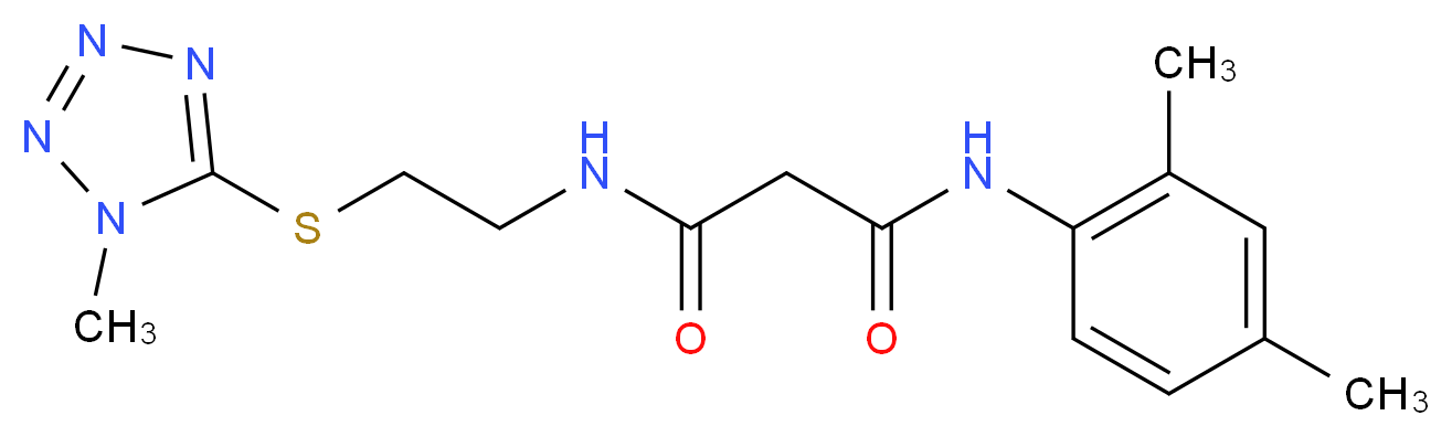 N-(2,4-dimethylphenyl)-N'-{2-[(1-methyl-1H-tetrazol-5-yl)thio]ethyl}malonamide_分子结构_CAS_)