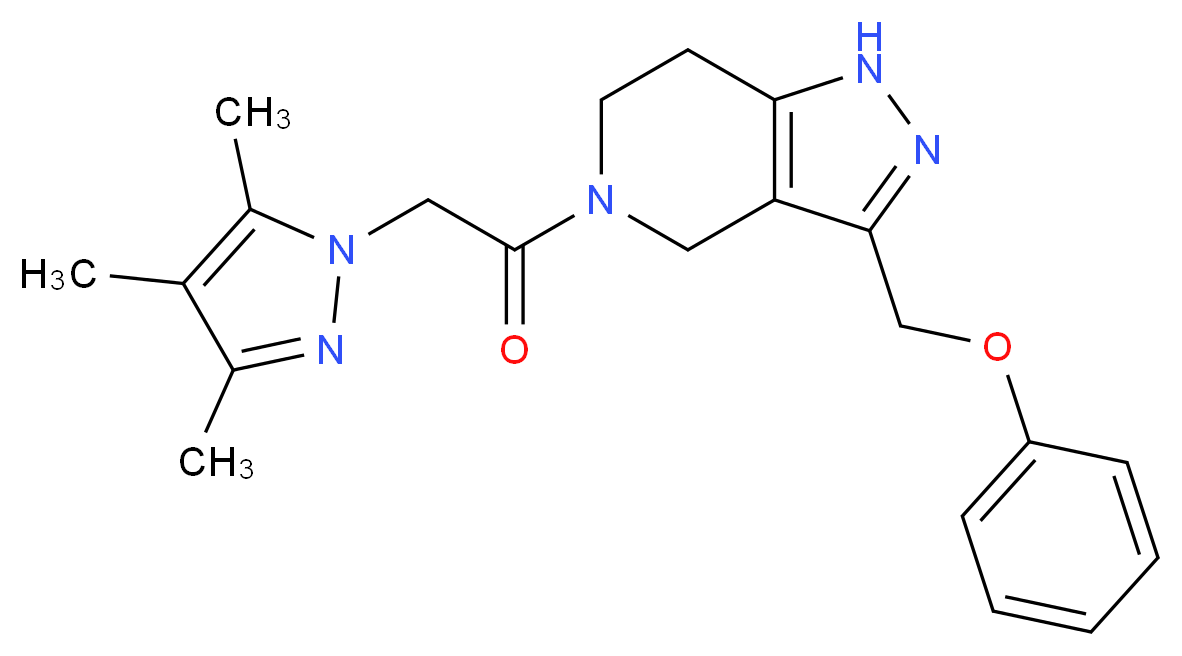 3-(phenoxymethyl)-5-[(3,4,5-trimethyl-1H-pyrazol-1-yl)acetyl]-4,5,6,7-tetrahydro-1H-pyrazolo[4,3-c]pyridine_分子结构_CAS_)