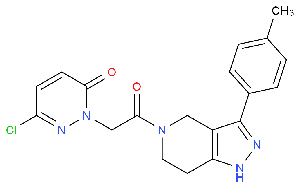 6-chloro-2-{2-[3-(4-methylphenyl)-1,4,6,7-tetrahydro-5H-pyrazolo[4,3-c]pyridin-5-yl]-2-oxoethyl}pyridazin-3(2H)-one_分子结构_CAS_)
