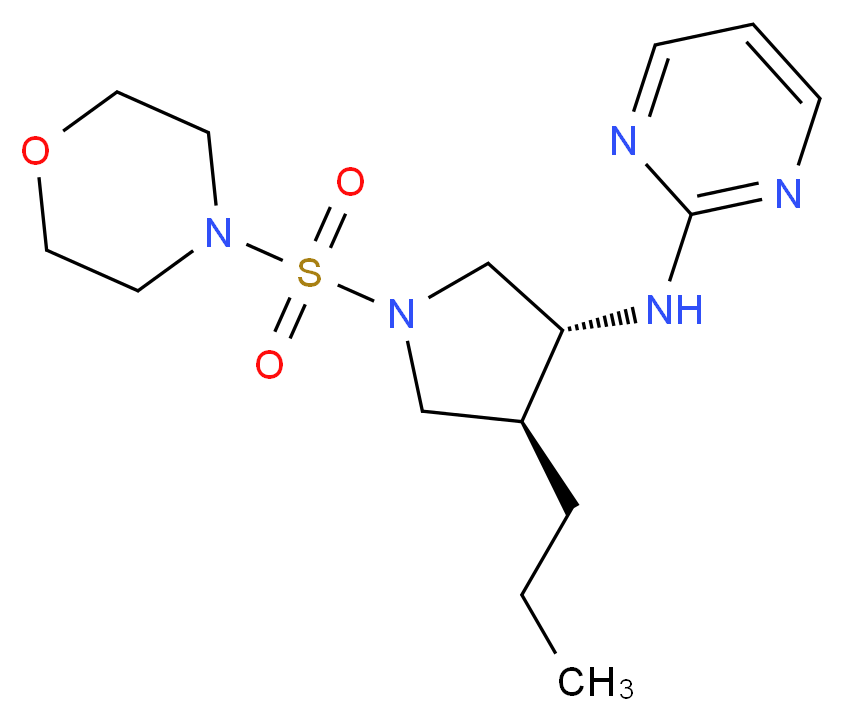 N-[(3R*,4S*)-1-(4-morpholinylsulfonyl)-4-propyl-3-pyrrolidinyl]-2-pyrimidinamine_分子结构_CAS_)