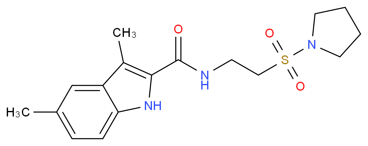 3,5-dimethyl-N-[2-(1-pyrrolidinylsulfonyl)ethyl]-1H-indole-2-carboxamide_分子结构_CAS_)