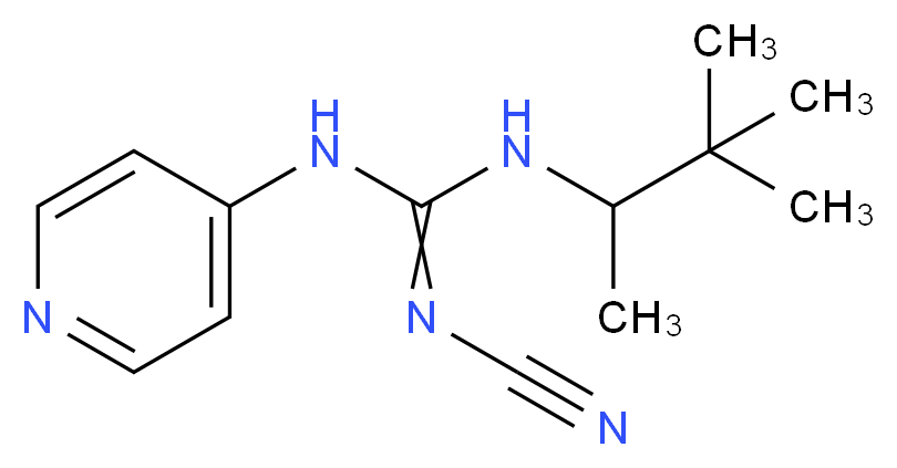 2-cyano-1-(3,3-dimethylbutan-2-yl)-3-(pyridin-4-yl)guanidine_分子结构_CAS_85371-64-8