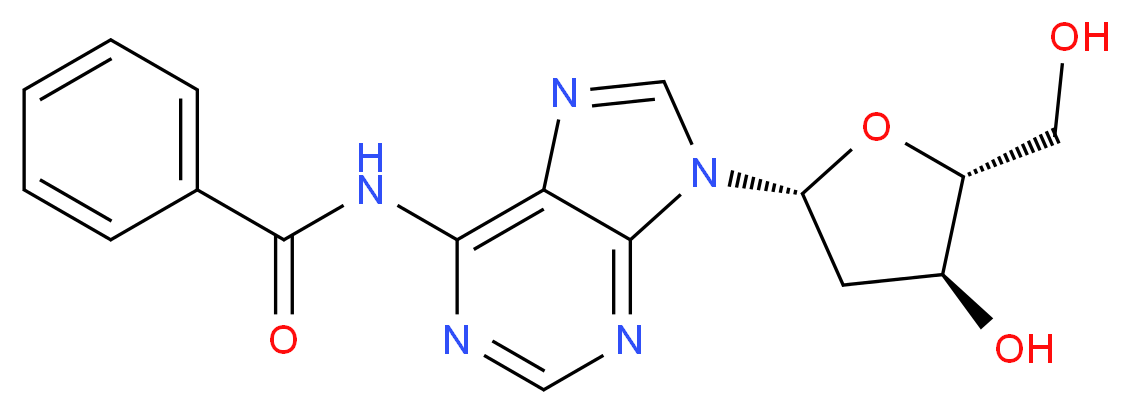 N-{9-[(2R,4S,5R)-4-hydroxy-5-(hydroxymethyl)oxolan-2-yl]-9H-purin-6-yl}benzamide_分子结构_CAS_305808-19-9