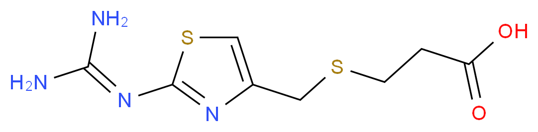 3-[({2-[(diaminomethylidene)amino]-1,3-thiazol-4-yl}methyl)sulfanyl]propanoic acid_分子结构_CAS_107880-74-0