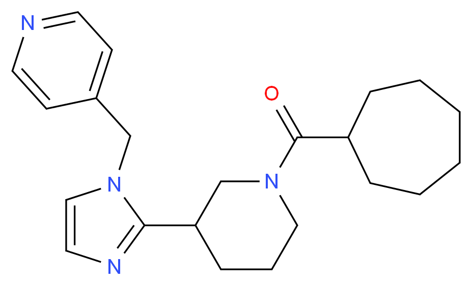 4-({2-[1-(cycloheptylcarbonyl)-3-piperidinyl]-1H-imidazol-1-yl}methyl)pyridine_分子结构_CAS_)