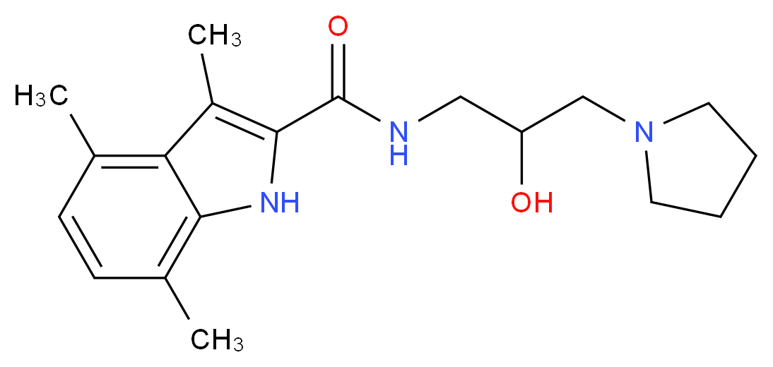 N-[2-hydroxy-3-(1-pyrrolidinyl)propyl]-3,4,7-trimethyl-1H-indole-2-carboxamide_分子结构_CAS_)