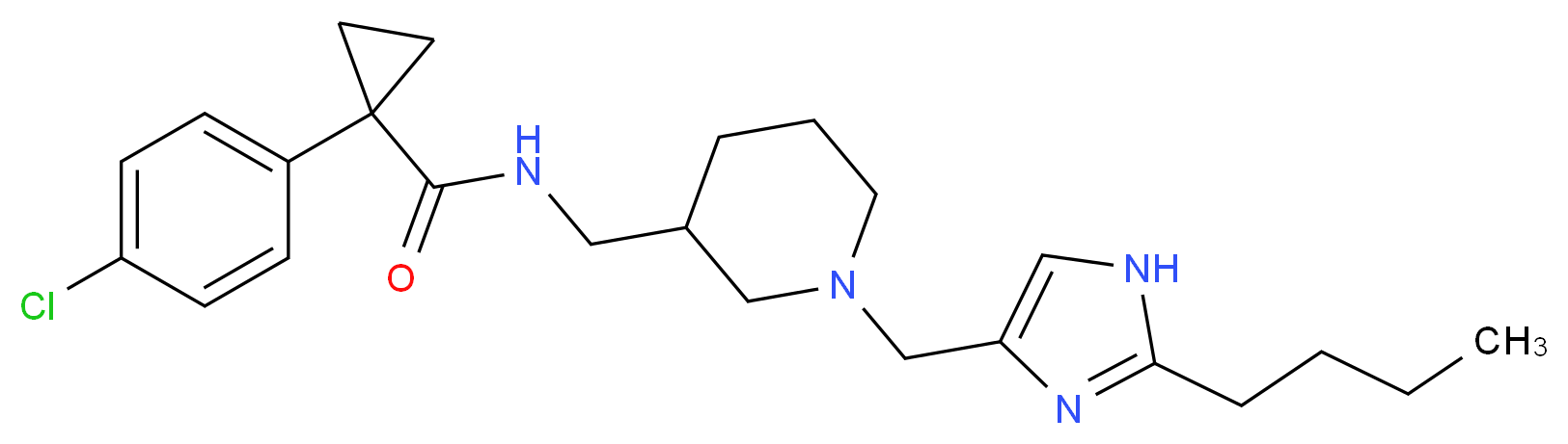 N-({1-[(2-butyl-1H-imidazol-4-yl)methyl]-3-piperidinyl}methyl)-1-(4-chlorophenyl)cyclopropanecarboxamide_分子结构_CAS_)