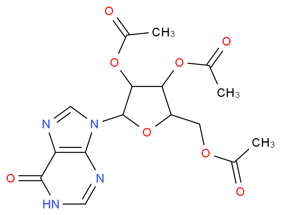 [3,4-bis(acetyloxy)-5-(6-oxo-6,9-dihydro-1H-purin-9-yl)oxolan-2-yl]methyl acetate_分子结构_CAS_3181-38-2