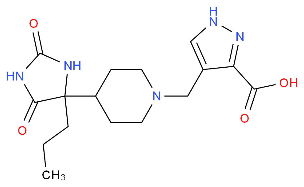 4-{[4-(2,5-dioxo-4-propylimidazolidin-4-yl)piperidin-1-yl]methyl}-1H-pyrazole-3-carboxylic acid_分子结构_CAS_)