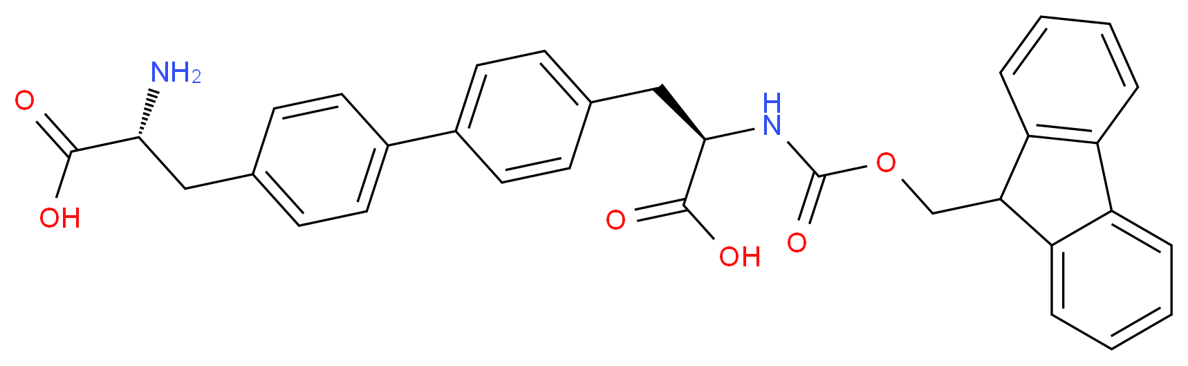 (2R)-2-amino-3-(4-{4-[(2R)-2-carboxy-2-({[(9H-fluoren-9-yl)methoxy]carbonyl}amino)ethyl]phenyl}phenyl)propanoic acid_分子结构_CAS_205526-38-1