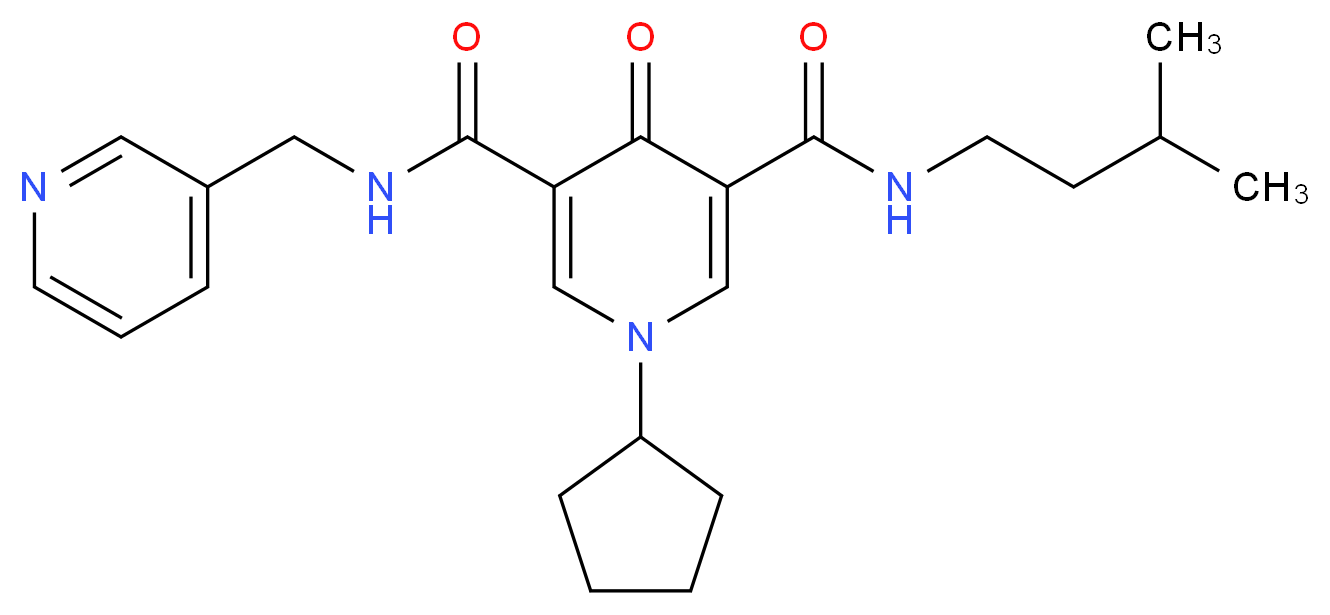 1-cyclopentyl-N-(3-methylbutyl)-4-oxo-N'-(3-pyridinylmethyl)-1,4-dihydro-3,5-pyridinedicarboxamide_分子结构_CAS_)