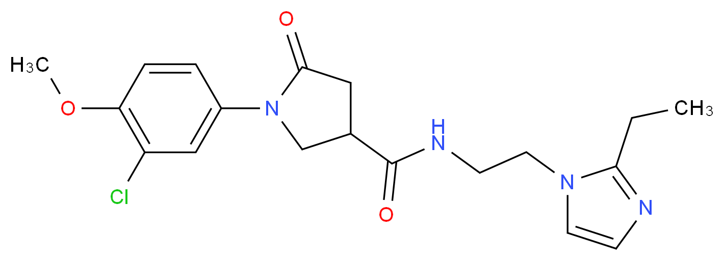 1-(3-chloro-4-methoxyphenyl)-N-[2-(2-ethyl-1H-imidazol-1-yl)ethyl]-5-oxo-3-pyrrolidinecarboxamide_分子结构_CAS_)