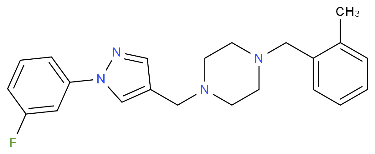 1-{[1-(3-fluorophenyl)-1H-pyrazol-4-yl]methyl}-4-(2-methylbenzyl)piperazine_分子结构_CAS_)