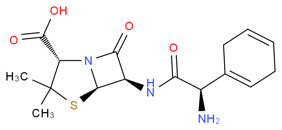 (2S,5R,6R)-6-[(2R)-2-amino-2-(cyclohexa-1,4-dien-1-yl)acetamido]-3,3-dimethyl-7-oxo-4-thia-1-azabicyclo[3.2.0]heptane-2-carboxylic acid_分子结构_CAS_26774-90-3