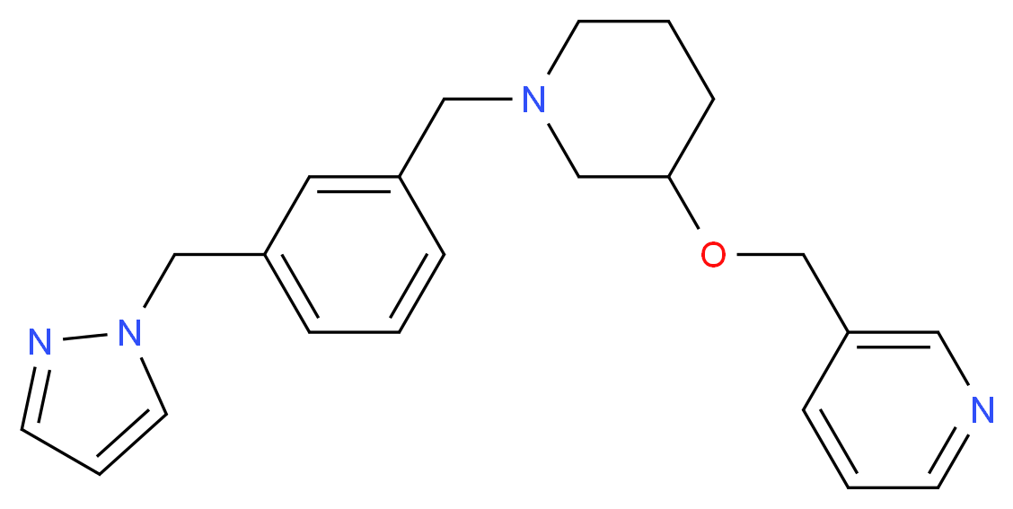 3-[({1-[3-(1H-pyrazol-1-ylmethyl)benzyl]-3-piperidinyl}oxy)methyl]pyridine_分子结构_CAS_)