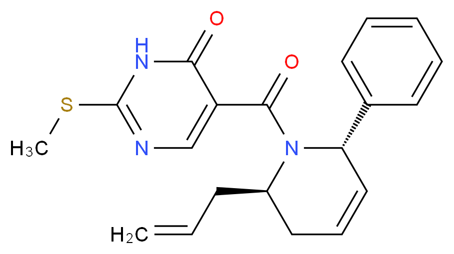 5-{[(2R*,6S*)-2-allyl-6-phenyl-3,6-dihydropyridin-1(2H)-yl]carbonyl}-2-(methylthio)pyrimidin-4(3H)-one_分子结构_CAS_)