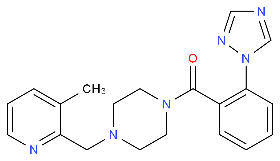 1-[(3-methyl-2-pyridinyl)methyl]-4-[2-(1H-1,2,4-triazol-1-yl)benzoyl]piperazine_分子结构_CAS_)