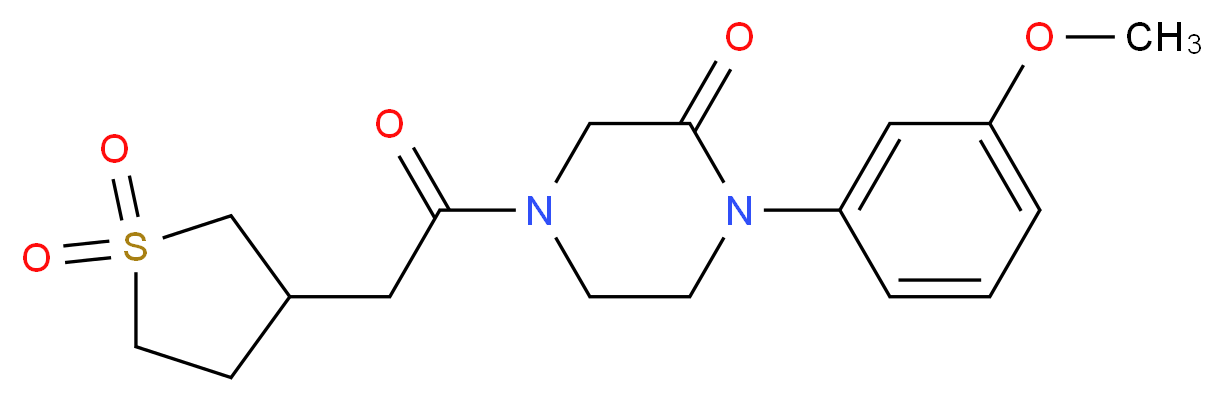4-[(1,1-dioxidotetrahydro-3-thienyl)acetyl]-1-(3-methoxyphenyl)-2-piperazinone_分子结构_CAS_)