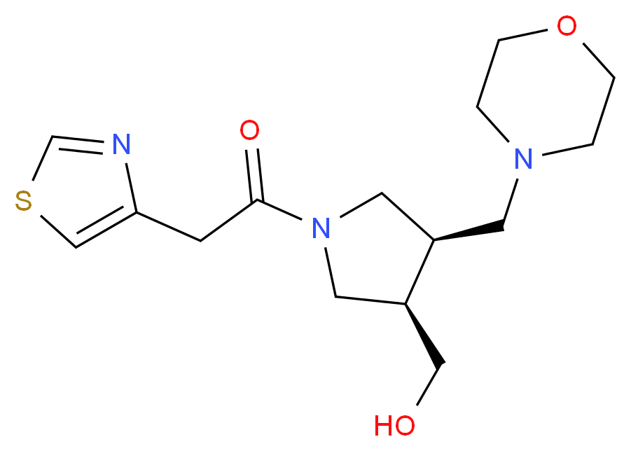 [(3R*,4R*)-4-(4-morpholinylmethyl)-1-(1,3-thiazol-4-ylacetyl)-3-pyrrolidinyl]methanol_分子结构_CAS_)
