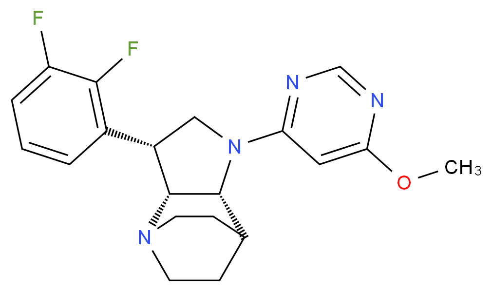 (3R*,3aR*,7aR*)-3-(2,3-difluorophenyl)-1-(6-methoxypyrimidin-4-yl)octahydro-4,7-ethanopyrrolo[3,2-b]pyridine_分子结构_CAS_)