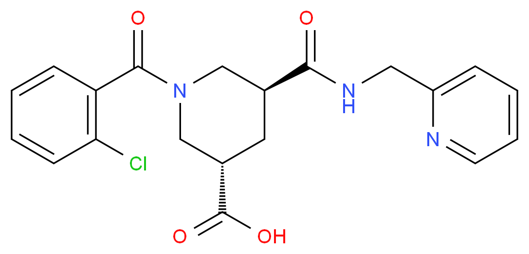 (3S*,5S*)-1-(2-chlorobenzoyl)-5-{[(2-pyridinylmethyl)amino]carbonyl}-3-piperidinecarboxylic acid_分子结构_CAS_)