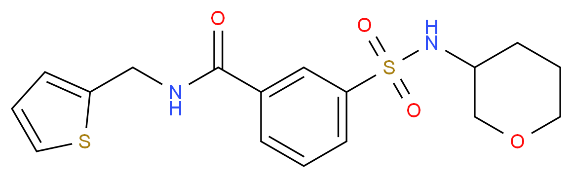 3-[(tetrahydro-2H-pyran-3-ylamino)sulfonyl]-N-(2-thienylmethyl)benzamide_分子结构_CAS_)