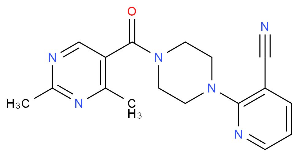 2-{4-[(2,4-dimethylpyrimidin-5-yl)carbonyl]piperazin-1-yl}nicotinonitrile_分子结构_CAS_)