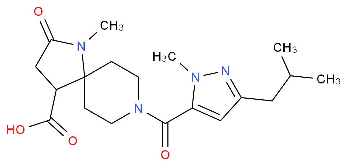 8-[(3-isobutyl-1-methyl-1H-pyrazol-5-yl)carbonyl]-1-methyl-2-oxo-1,8-diazaspiro[4.5]decane-4-carboxylic acid_分子结构_CAS_)