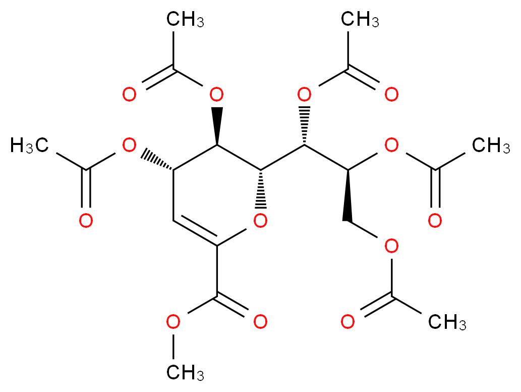 methyl (2R,3R,4S)-3,4-bis(acetyloxy)-2-[(1R,2S)-1,2,3-tris(acetyloxy)propyl]-3,4-dihydro-2H-pyran-6-carboxylate_分子结构_CAS_136737-07-0