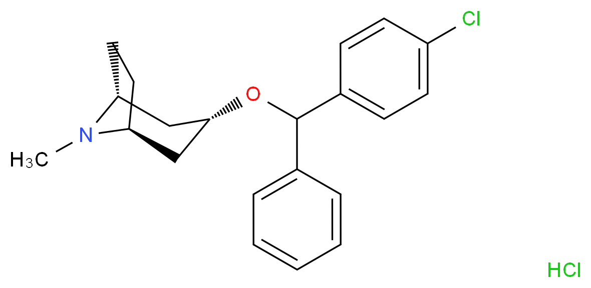 (1R,3S,5S)-3-[(4-chlorophenyl)(phenyl)methoxy]-8-methyl-8-azabicyclo[3.2.1]octane hydrochloride_分子结构_CAS_14008-79-8